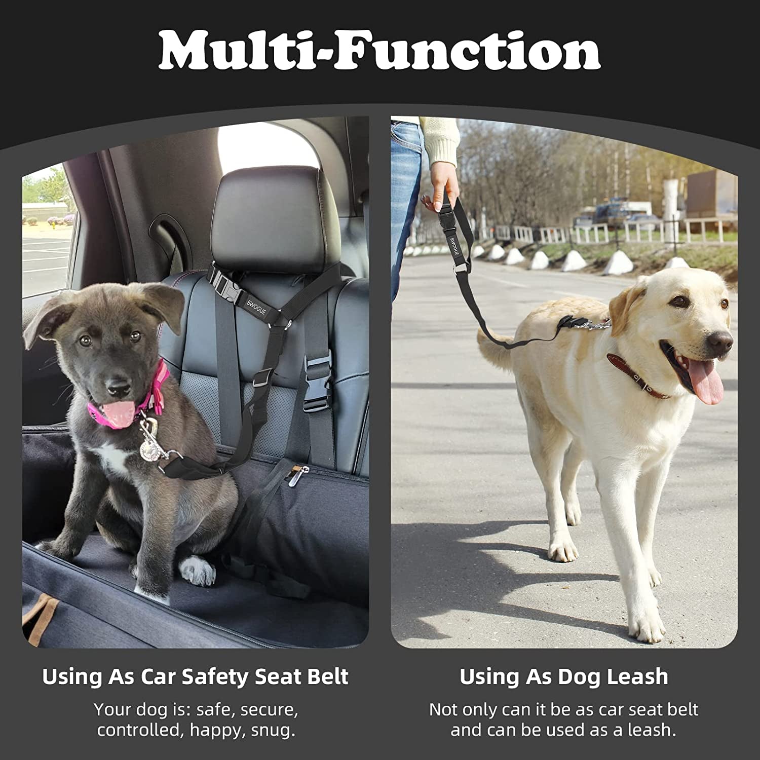 Pet Dog Cat Seat Belts, Car Headrest Restraint Adjustable Safety Leads Vehicle Seatbelt Harness