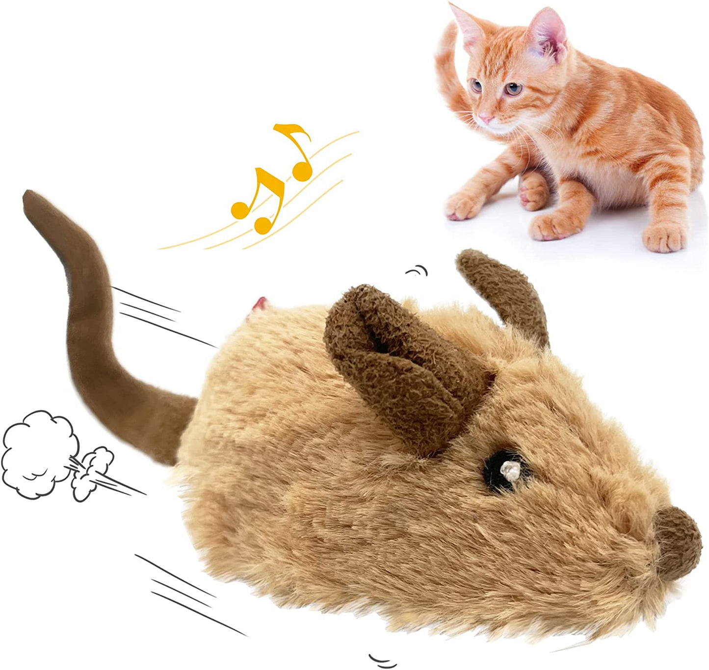 Cat Toys for Indoor Cats, Interactive Cat Toys for Cat Exercise, Automatic Moving Kitten Toys with Real Mouse Sound